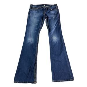 True Religion Womens sz 30 Medium Wash Jeans Bootcut with Flaps Back Pockets